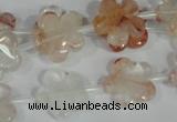 CFG657 15.5 inches 15mm carved flower pink quartz beads