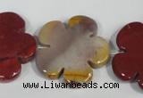 CFG686 15.5 inches 30mm carved flower mookaite gemstone beads