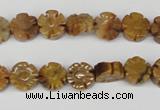 CFG69 15.5 inches 10mm carved flower yellow tiger eye gemstone beads