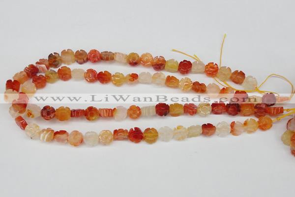 CFG71 15.5 inches 10mm carved flower agate gemstone beads