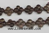 CFG76 15.5 inches 11*11mm carved flower smoky quartz beads