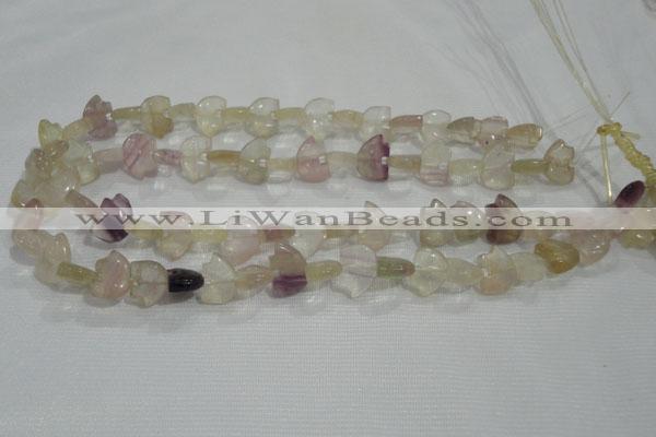 CFG765 15.5 inches 10*15mm carved animal fluorite gemstone beads