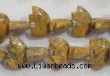 CFG775 15.5 inches 10*15mm carved animal leopard jasper beads