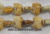 CFG778 15.5 inches 10*15mm carved animal picture jasper beads