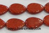 CFG822 12.5 inches 15*20mm carved leaf red jasper beads wholesale