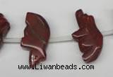 CFG857 Top-drilled 12*24mm carved animal red jasper beads