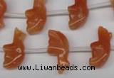 CFG858 Top-drilled 10*20mm carved animal red aventurine beads