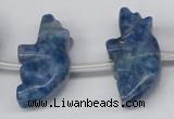 CFG861 Top-drilled 10*20mm carved animal lapis lazuli gemstone beads