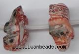 CFG863 Top-drilled 12*18mm carved animal red zebra jasper beads