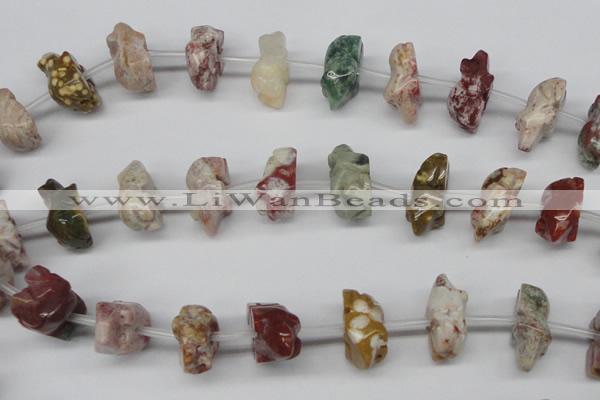 CFG864 Top-drilled 12*18mm carved animal mixed gemstone beads