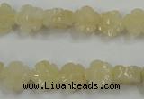 CFG880 15.5 inches 10mm carved flower yellow jade gemstone beads