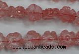 CFG884 15.5 inches 12mm carved flower cherry quartz beads