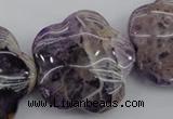 CFG913 15.5 inches 32*33mm carved flower dogtooth amethyst beads