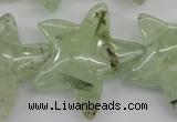 CFG919 15.5 inches 30*33mm carved star green rutilated quartz beads