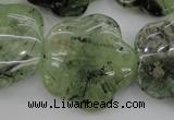 CFG922 15.5 inches 32*33mm carved flower green rutilated quartz beads