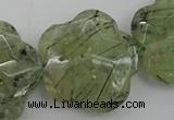 CFG923 32*33mm faceted & carved flower green rutilated quartz beads