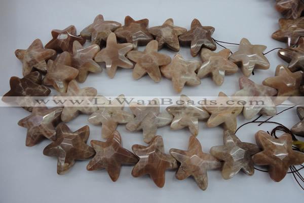 CFG929 15.5 inches 30*33mm faceted & carved star moonstone beads