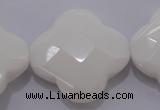 CFG971 15.5 inches 32*33mm faceted & carved flower white porcelain beads