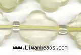 CFG991 15 inches 16mm - 17mm carved flower lemon quartz beads