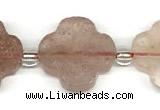 CFG995 15 inches 16mm - 17mm carved flower strawberry quartz beads