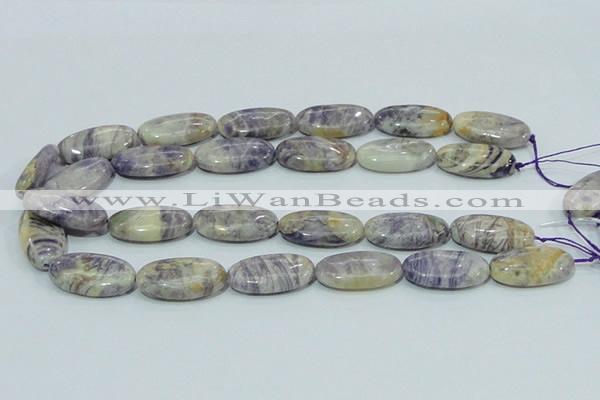 CFJ05 15.5 inches 15*30mm oval natural purple flower stone beads