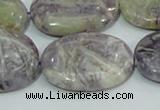 CFJ06 15.5 inches 22*30mm oval natural purple flower stone beads