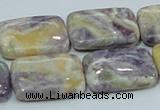 CFJ08 15.5 inches 18*25mm rectangle natural purple flower stone beads