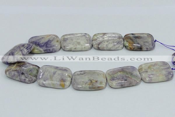 CFJ10 15.5 inches 30*40mm rectangle natural purple flower stone beads