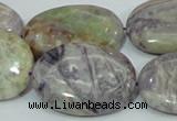 CFJ15 15.5 inches 30*40mm oval natural purple flower stone beads