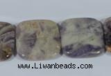 CFJ18 15.5 inches 25*25mm square natural purple flower stone beads