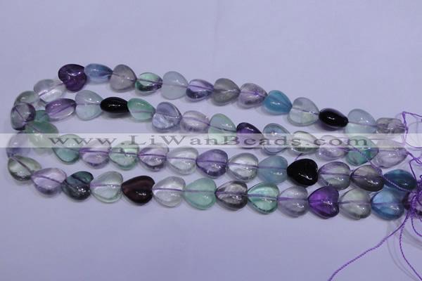 CFL1054 15 inches 14*14mm heart natural fluorite gemstone beads