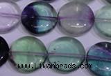 CFL1065 15 inches 18mm flat round natural fluorite gemstone beads