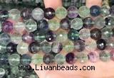 CLF1157 15.5 inches 10mm faceetd round fluorite gemstone beads