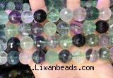 CLF1158 15.5 inches 12mm faceetd round fluorite gemstone beads