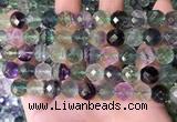 CLF1163 15.5 inches 10mm faceetd round fluorite gemstone beads