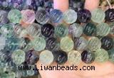 CLF1170 15.5 inches 14mm carved round fluorite gemstone beads