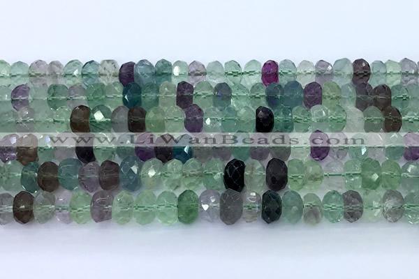 CFL1242 15 inches 6*8mm faceted rondelle fluorite beads