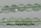 CFL132 15.5 inches 10mm faceted coin green fluorite beads