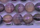 CFL1331 15.5 inches 10mm flat round purple fluorite gemstone beads