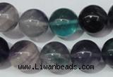 CFL154 15.5 inches 14mm round natural fluorite gemstone beads wholesale