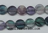 CFL163 15.5 inches 12mm coin natural fluorite beads wholesale