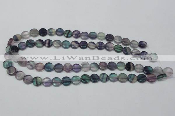 CFL163 15.5 inches 12mm coin natural fluorite beads wholesale