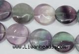 CFL165 15.5 inches 16mm flat round natural fluorite beads wholesale