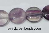 CFL166 15.5 inches 18mm flat round natural fluorite beads wholesale