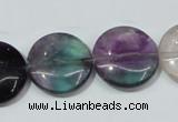 CFL167 15.5 inches 20mm flat round natural fluorite beads wholesale