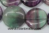 CFL168 15.5 inches 25mm flat round natural fluorite beads wholesale