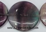 CFL171 15.5 inches 40mm flat round natural fluorite beads wholesale