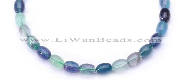 CFL25 A- grade 10*14mm egg-shaped natural fluorite gemstone bead