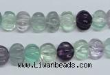 CFL300 15.5 inches 8*10mm carved rondelle natural fluorite beads