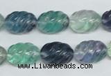 CFL306 15.5 inches 12*16mm carved rice natural fluorite beads